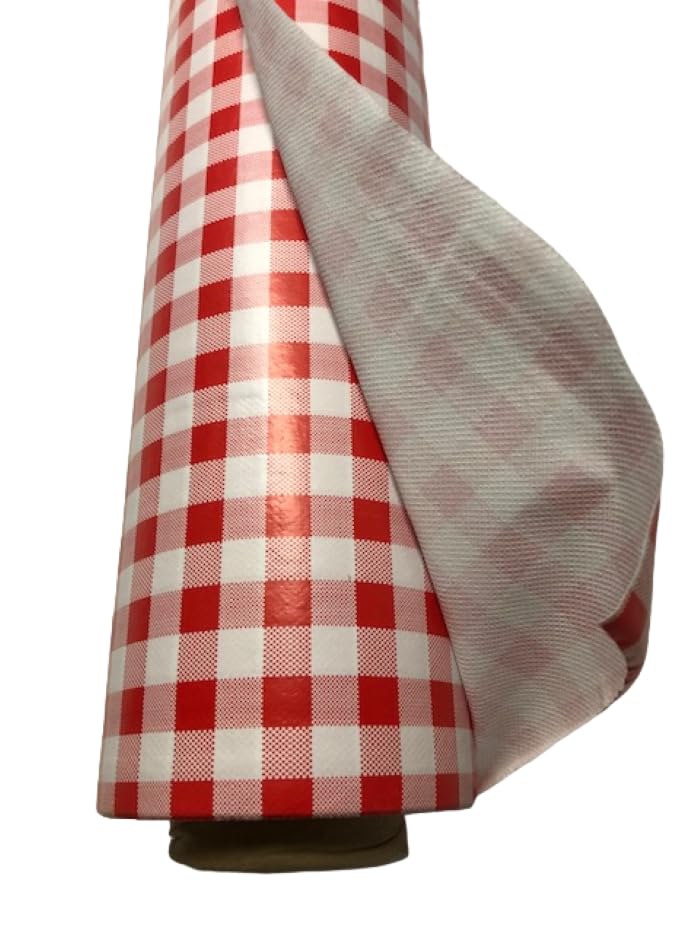 generique creadetex.com Nappe Vinyle Carreaux Vichy Rouge Toile ciree Impermeable Guinguette Restaurant au Metre Largeur 140 cm