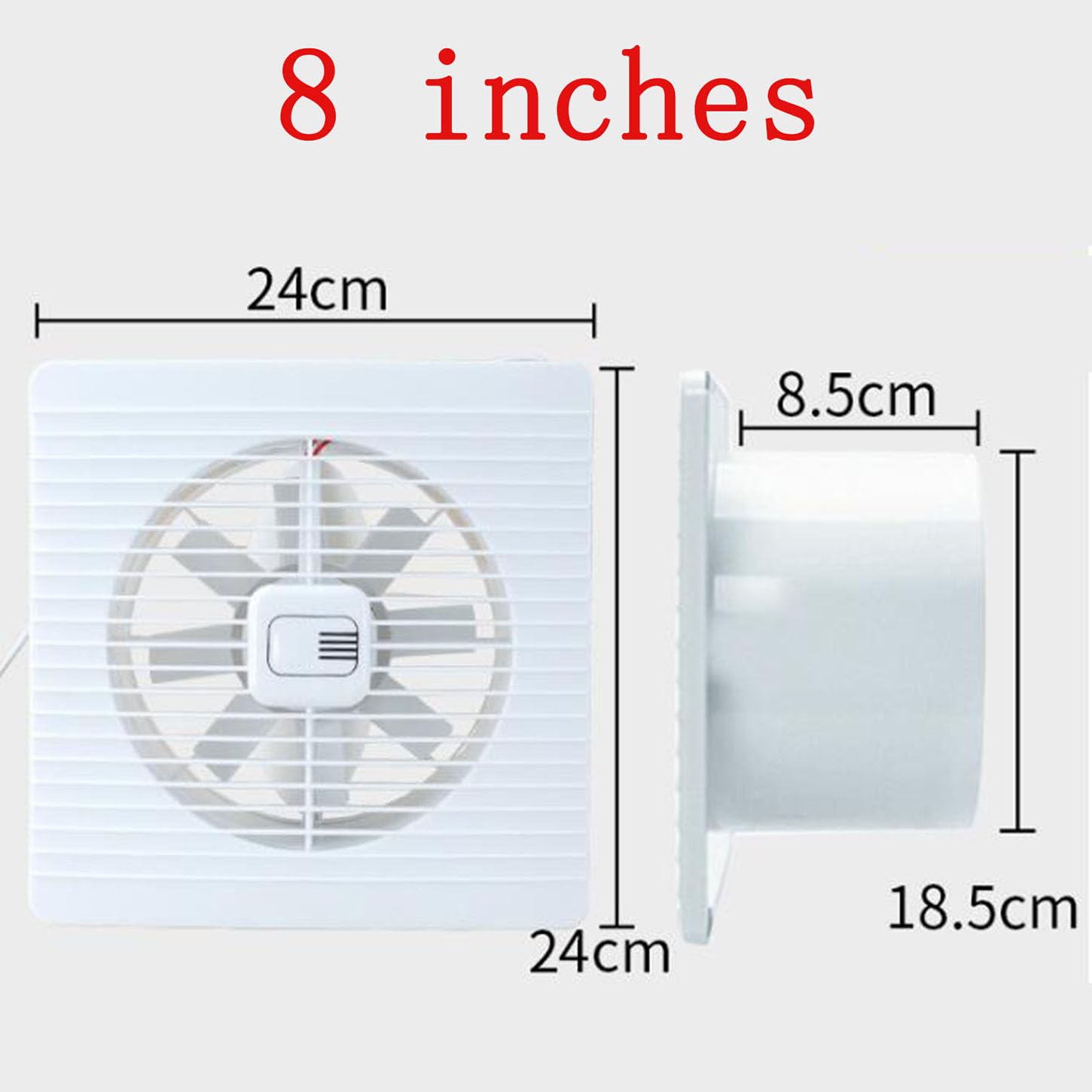 Aspiratore Bagno,Estrattore Aria con Valvola di Ritegno,Pannello Ignifugo in ABS,per Cucina, Lavanderia, Servizi Igienici, Soffitta Ventola Aspirazione,Motore in Rame Puro,8 Inches