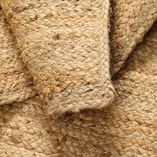 Hausattire Hand Woven Jute Braided Rug, 4'x6' – Natural, Reversible Boho Entry Area Rugs for Kitchen, Living Room I Farmhouse Indoor Outdoor Decorative Floor Rug, 48x72 Inches