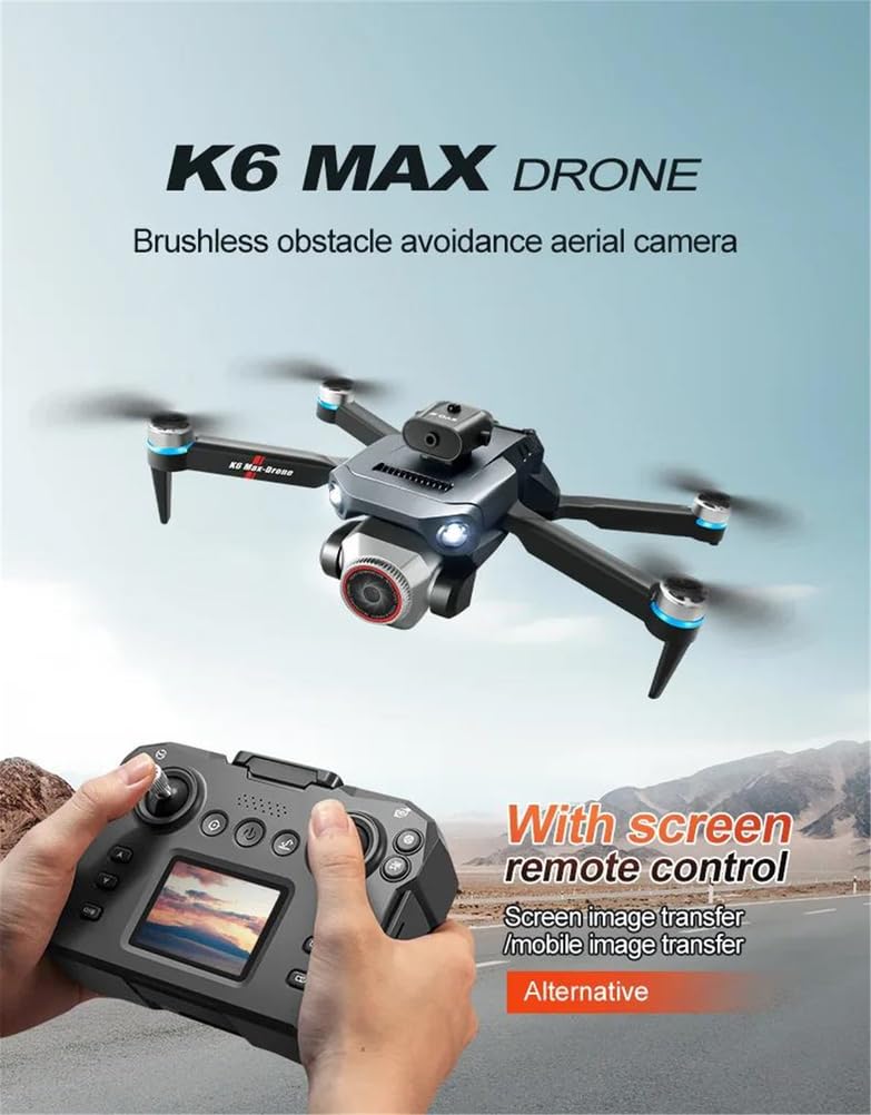 Single battery,nowy dron k6 max z dużą kamerą hd i sterowanie ekranem, optycznym pozycjonowaniem przepływu, quadrocopterem, bezszczotkowym silnikiem, zabawka dla dzieci