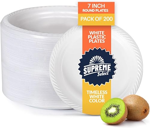 Miniatura 8 de Supreme Select Platos de plástico desechables blancos Juego de 200 platos  Platos de 10 pulgadas Elegantes platos de cena de fiesta - Juego de