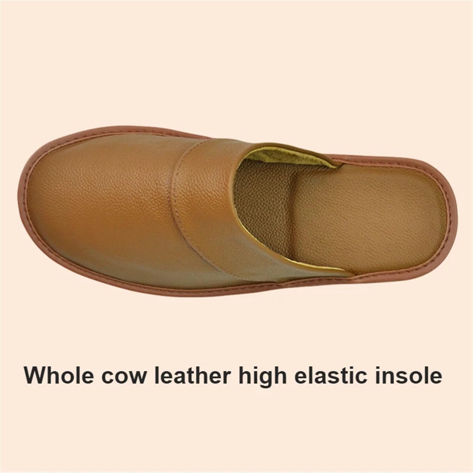 Pantofole in vera pelle di mucca grandi dimensioni, for interni, primavera, autunno, uomo, donna, anziani, antiscivolo, casual, singole Per uso Domestico