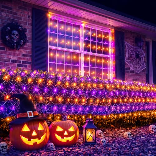 2 Pack 12×5FT 360 LED Halloween-Net-Lights-Outdoor