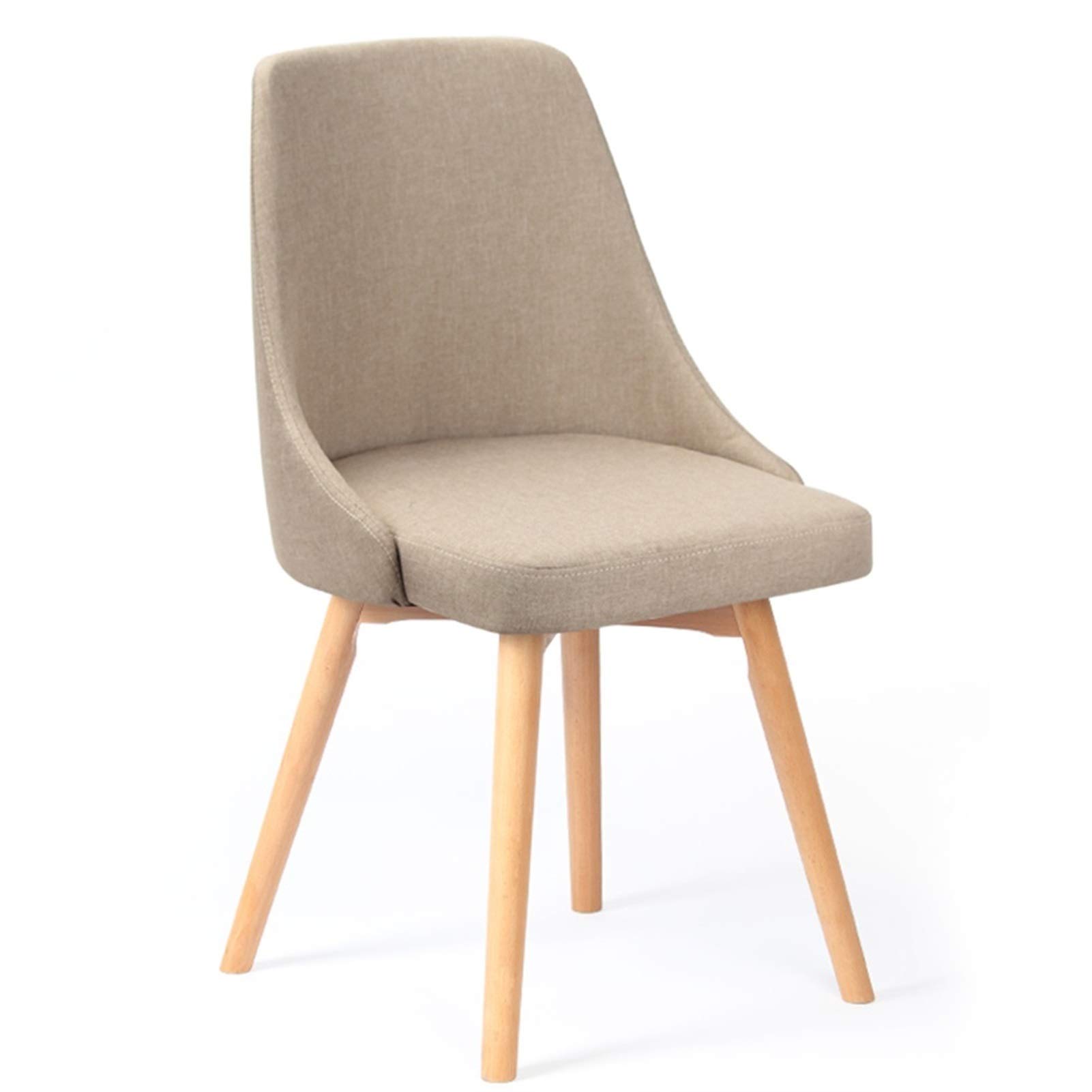 Esszimmerstühle Moderne Einfachheit Küchendinette Atmungsaktives Gewebe Hauptschreibtischstuhl Massivholzbeine Eckstühle (Color : Beige)