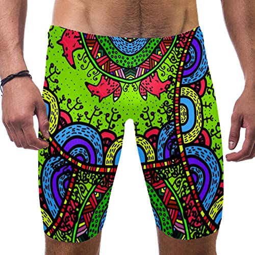Bañador para hombre de pierna cuadrada con estampado de zorros verdes HUI JIN SHOP