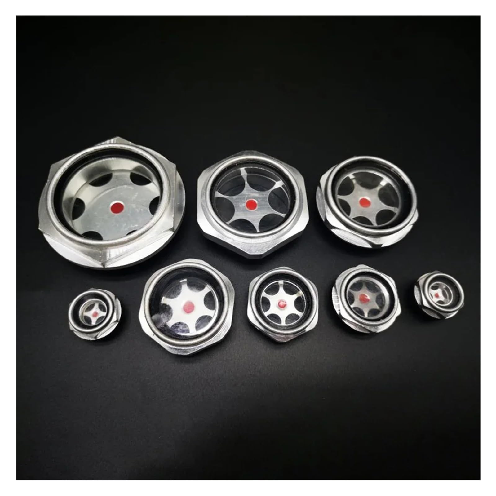 M10/12/14/16/20-M60 métrico macho 1/4 "3/8" 1/2 "3/4" 1 "-2" NPT Ventana de vidrio de visión de aceite de aluminio uso for torno de compresor de aire(5 pcs,BSPP 1-1I4 Inch)