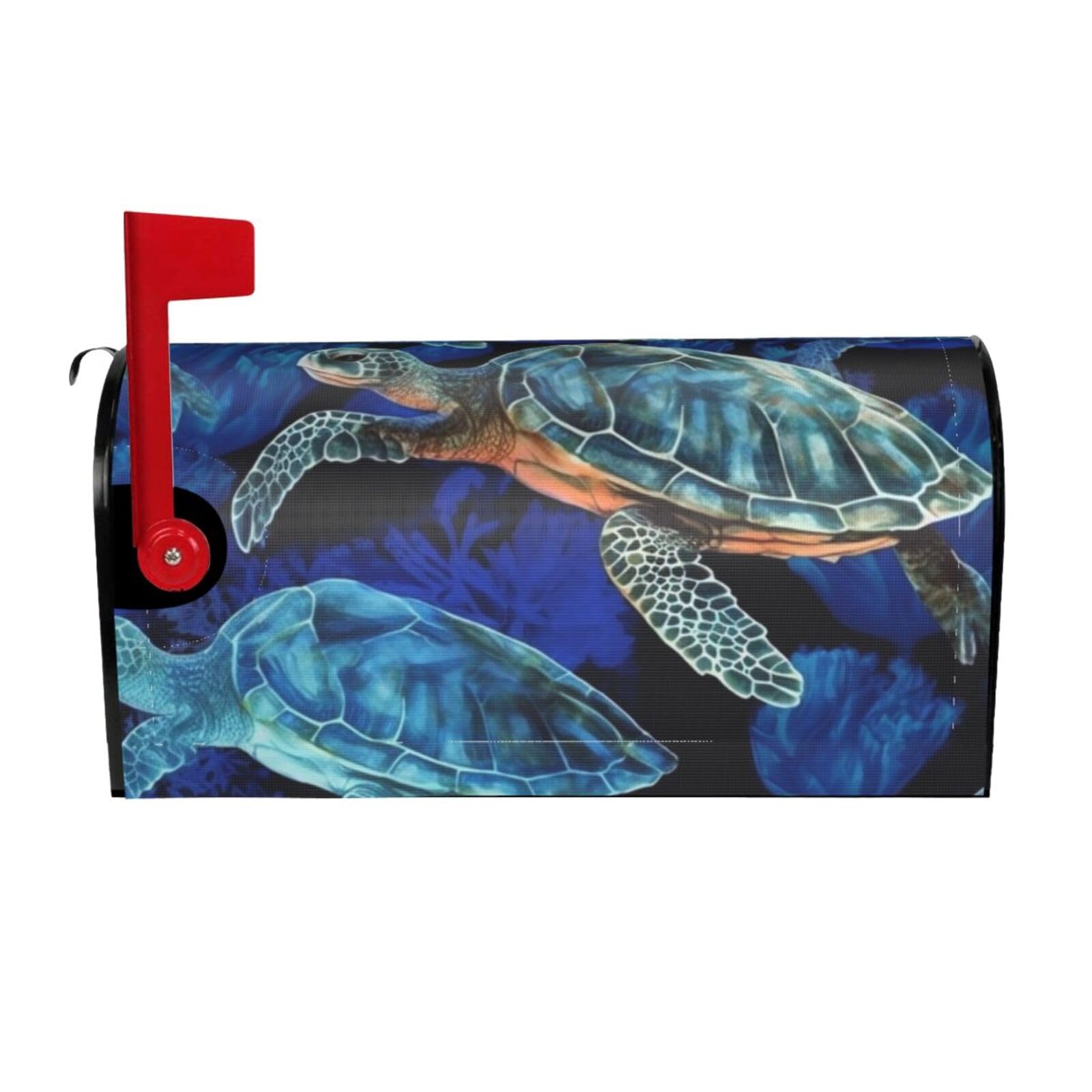 Blue sea Turtle in Ocean Mailbox Covers Magnetic Wraps Post Letter Box Cover Garden Home Decor 25.5x21 in