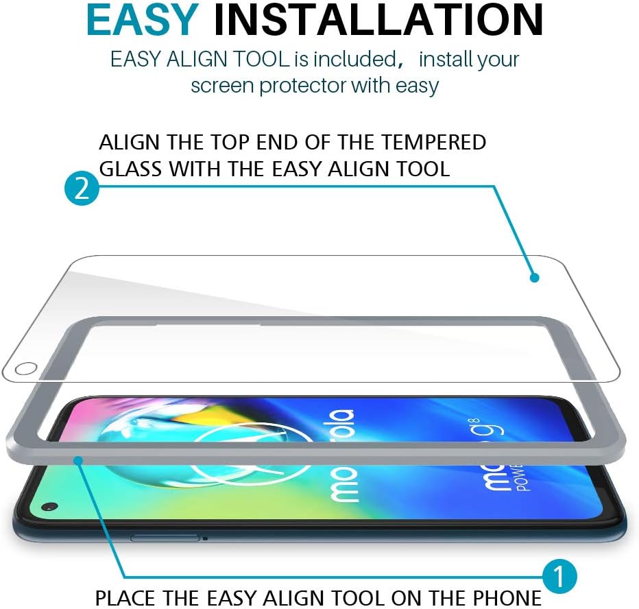 3 Pack LϟK Screen Protector Compatible for Motorola Moto G Power, Tempered Glass 9H Hardness Case Friendly HD Clear Film Bubble Free, Installation Tray - Gray