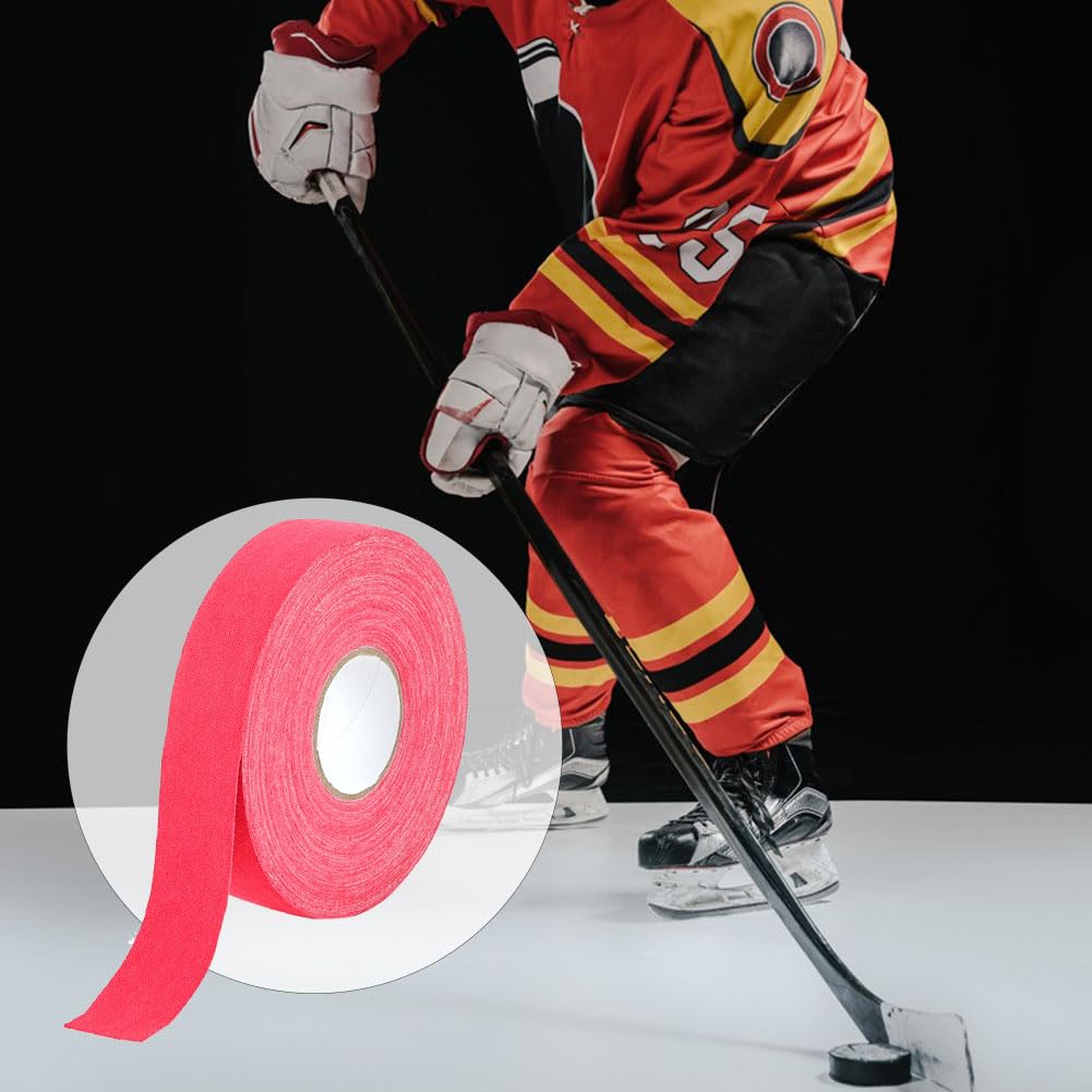 KARELLS Ruban de bâton de Hockey,Ruban De Hockey Adhésif,Ruban de Hockey,Ruban de Hockey Auto-adhésif,Ruban de Tissu de Hockey,Grip Tape,pour Raquette de Hockey,Raquette de Tennis,25m × 25mm,Rouge