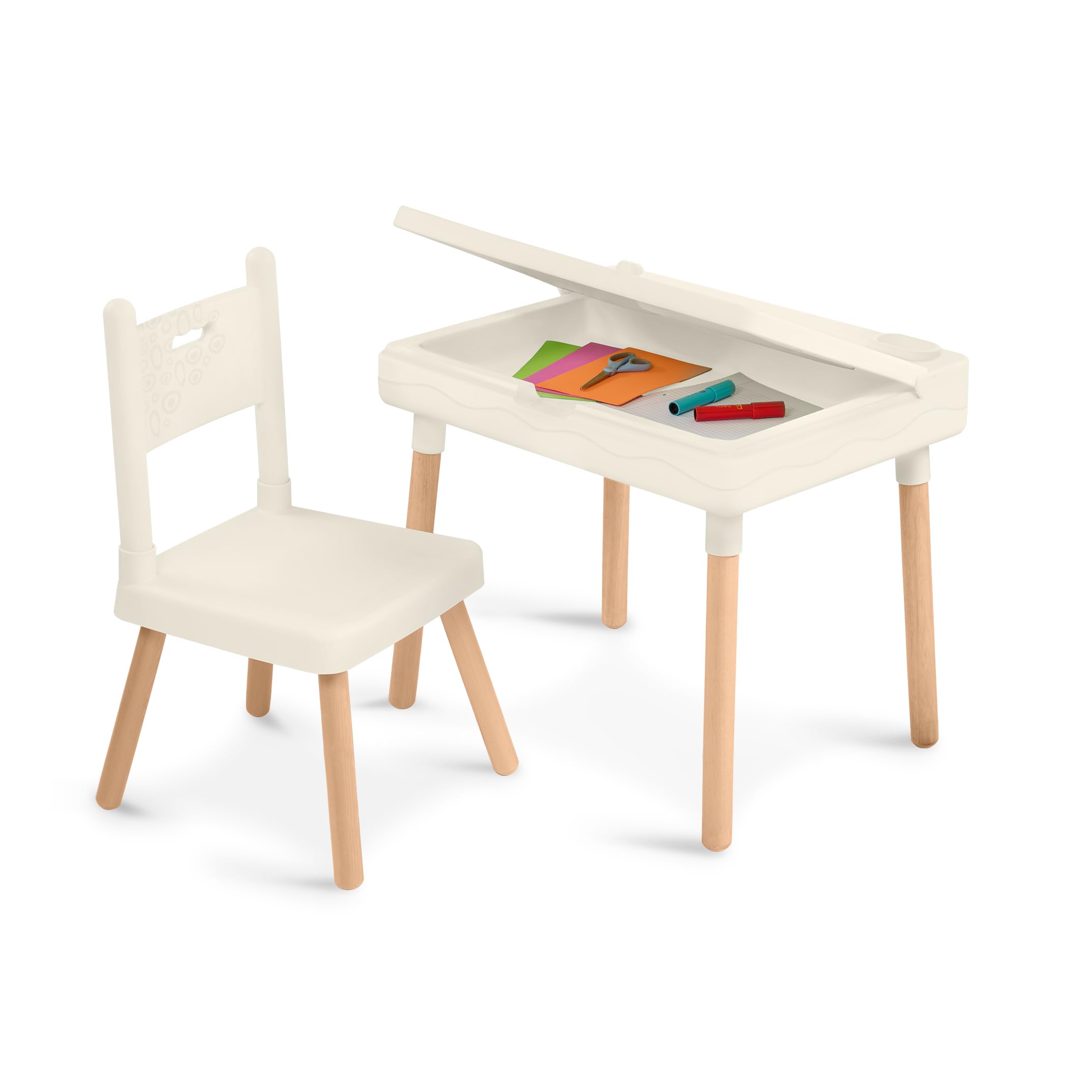 B. toys Kids Desk &amp; Chair Set, Little Desk &amp; Chair Duo, Ivory, Furniture