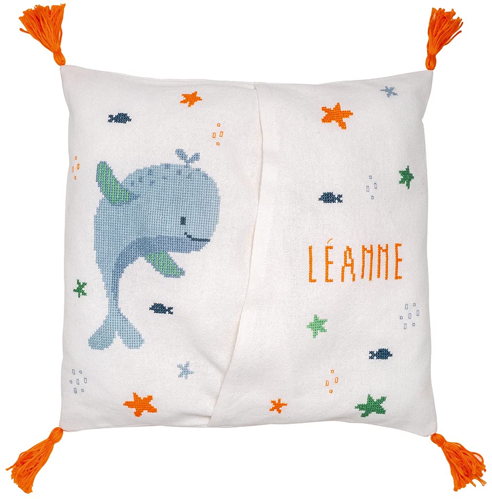 Kit point de croix compté Vervaco Sac de pyjama Plaisir des Baleines 30x30 cm broderie DIY