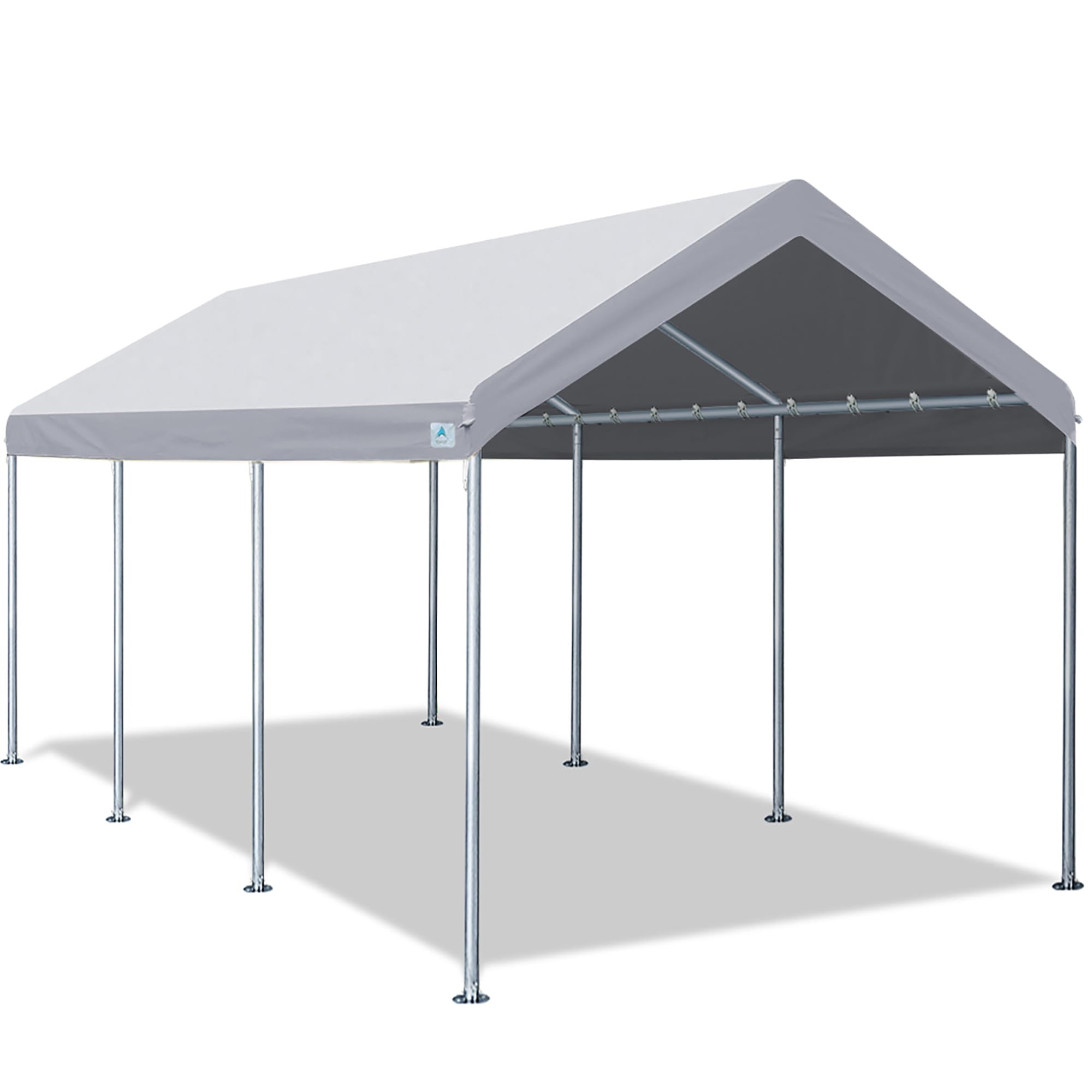 ADVANCE OUTDOOR 10x20 ft Heavy Duty Carport Potable Car Canopy Garage Party Tent Boat Shelter, Adjustable Height from 9.5 ft to 11 ft, Grey