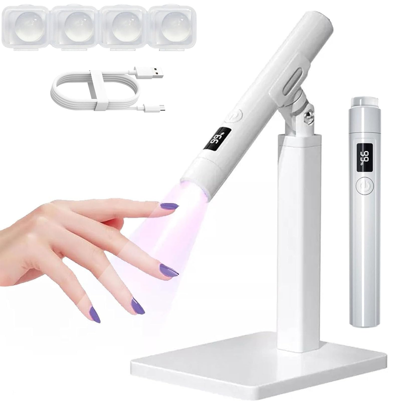 3-in-1 Handheld UV LED Nail Lamp, Cordless Nail Light with Portable Stand