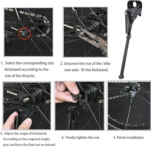 Miniatura 5 de ZSFLZS bicicleta Kickstand bicicleta soporte lateral soporte para 12 14 16 18 20 pulgadas niños bicicleta