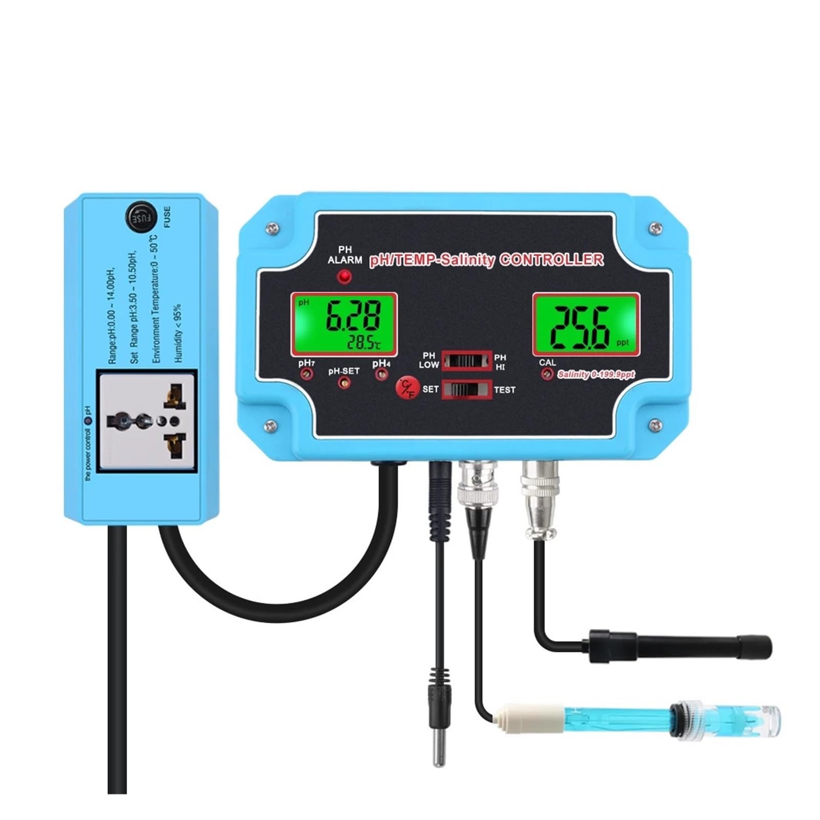 3In1 PH Salzgehalt TEMP Wasser Qualität Tester Monitor Digitale PH-Controller Meter For Pools, Trinkwasser, Aquarien
