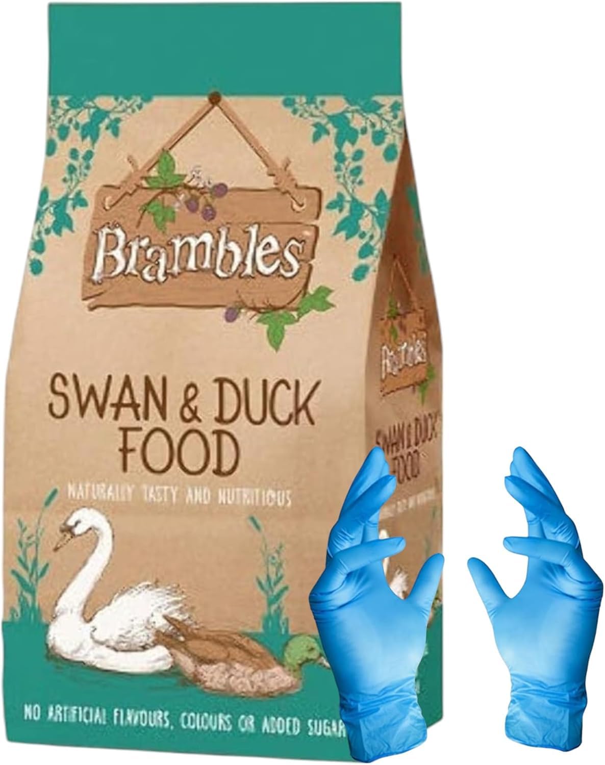 Brambles Floating Swan, Duck & Geese Food Complimentary Feed with Nutrients, Vitamins & Minerals with KasaBona Gloves 12.55kg (Pack of 1)