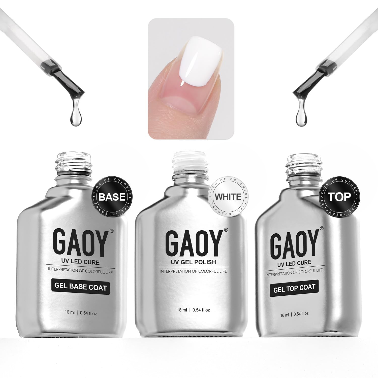 Amazon.com : GAOY Gel Top Coat, Base Coat and White Gel Polish Set