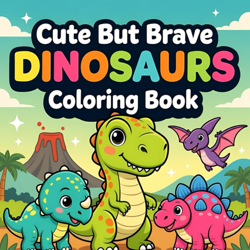 50 Adorable Dinosaur Coloring Pages to Inspire Creativity, Confidence, and Fun (Cute Little World Coloring Book Series)