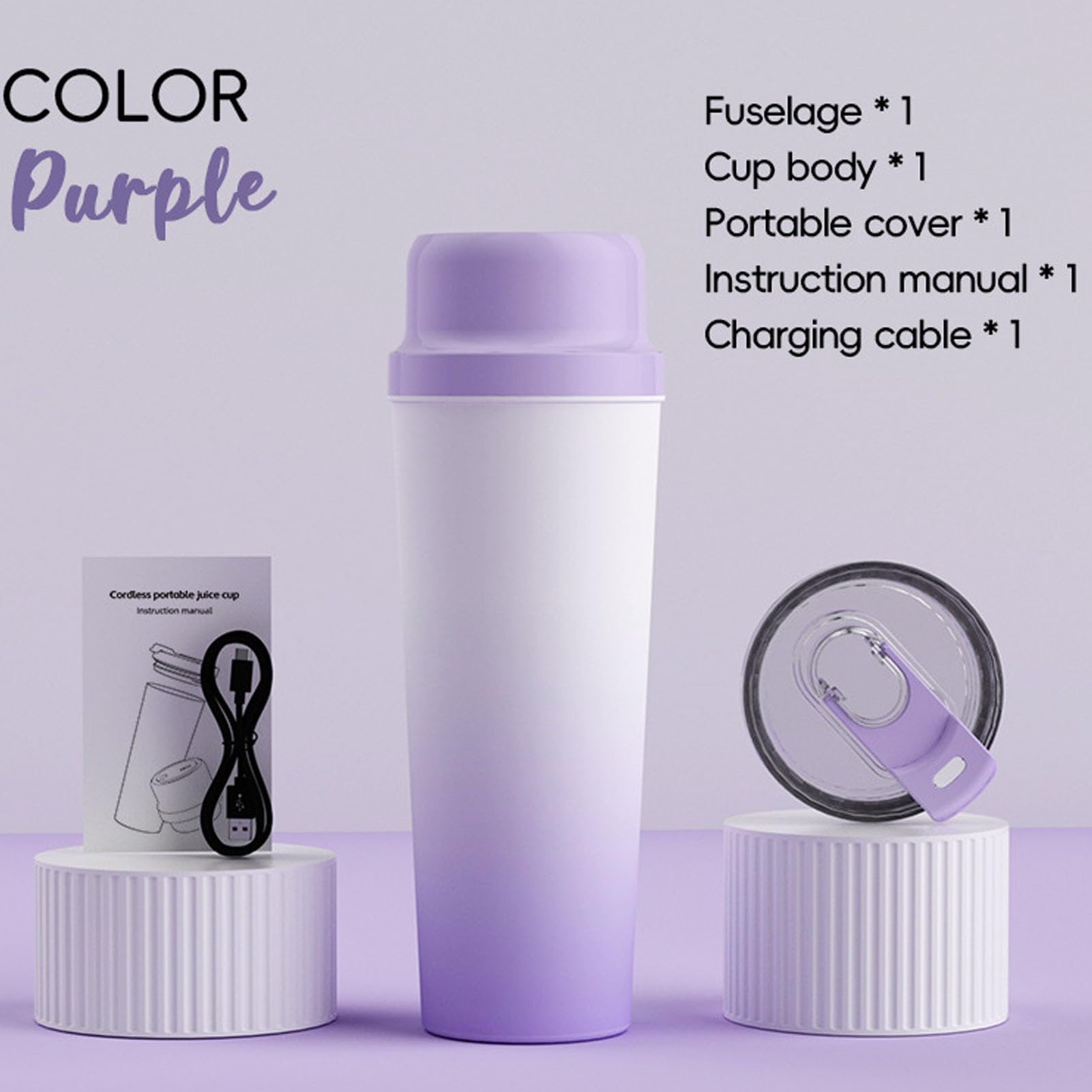Licuadora Portátil, Licuadora Personal para Batidos y Purés con 20 Cuchillas, Ideal para Viajes, Deportes, Oficina, Camping y Salidas