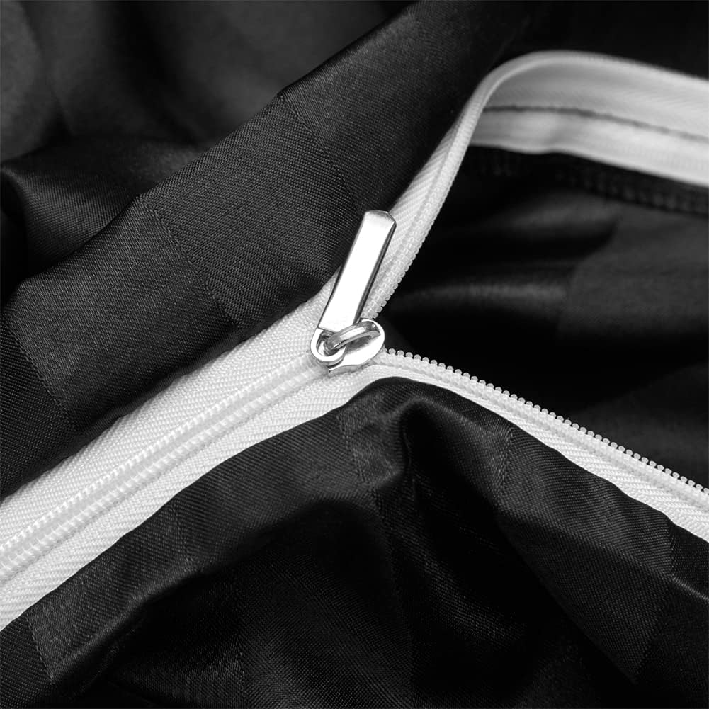 3 Piece Satin Duvet Cover Set Bedding Sets Italian Style 1800 Series Luxury Rich Silk Silky Super Soft Stripes Hidden Zipper Closure Reversible Wrinkle Free Honeymoon(Black, King)