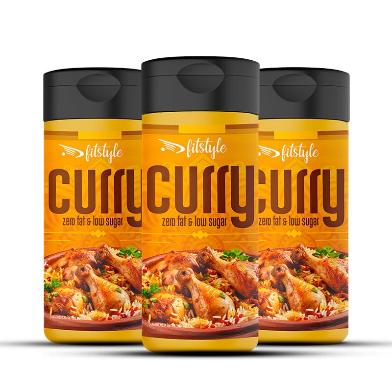 (x3) Salsa Zero azúcares y sin grasas 3kcal por dosis | Salsas sin calorías para dietas saludables (3 x Curry)