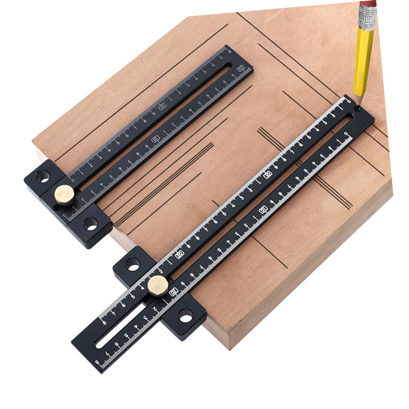 LIFKOME Lochlineal mit Messing Anschlag T-förmiges Aluminiumlegierung Präzises Markierungswerkzeug Einfach zu Bedienen für Holzbearbeitung Holzhandwerk Werkzeug