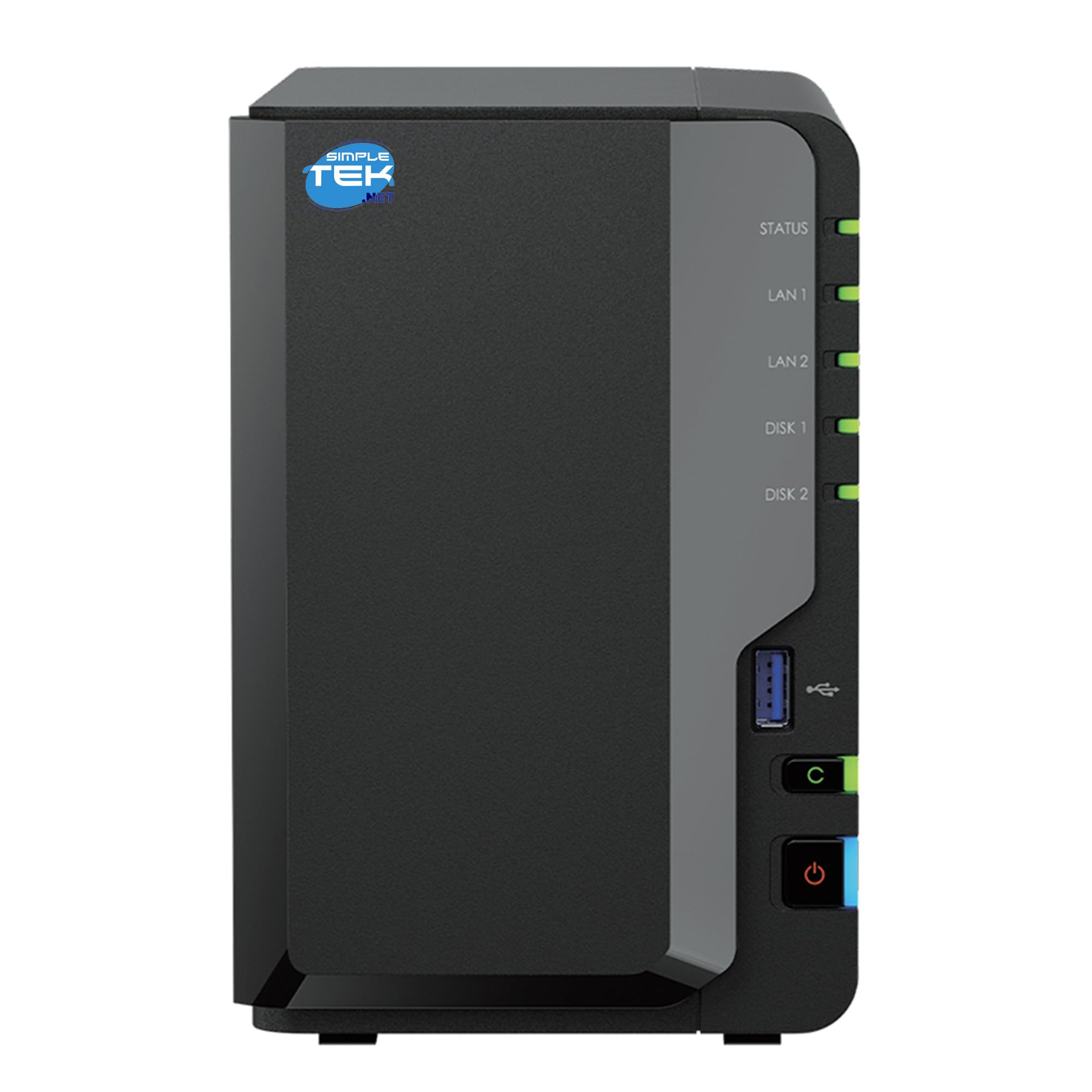 SIMPLETEK - Sistema NAS de 2 Bahías para HDD y SSD de 3,5/2,5 pulgadas con RAM de 2 GB (ampliable a 6 GB), procesador Quad-Core y LAN 2.5 Gigabit