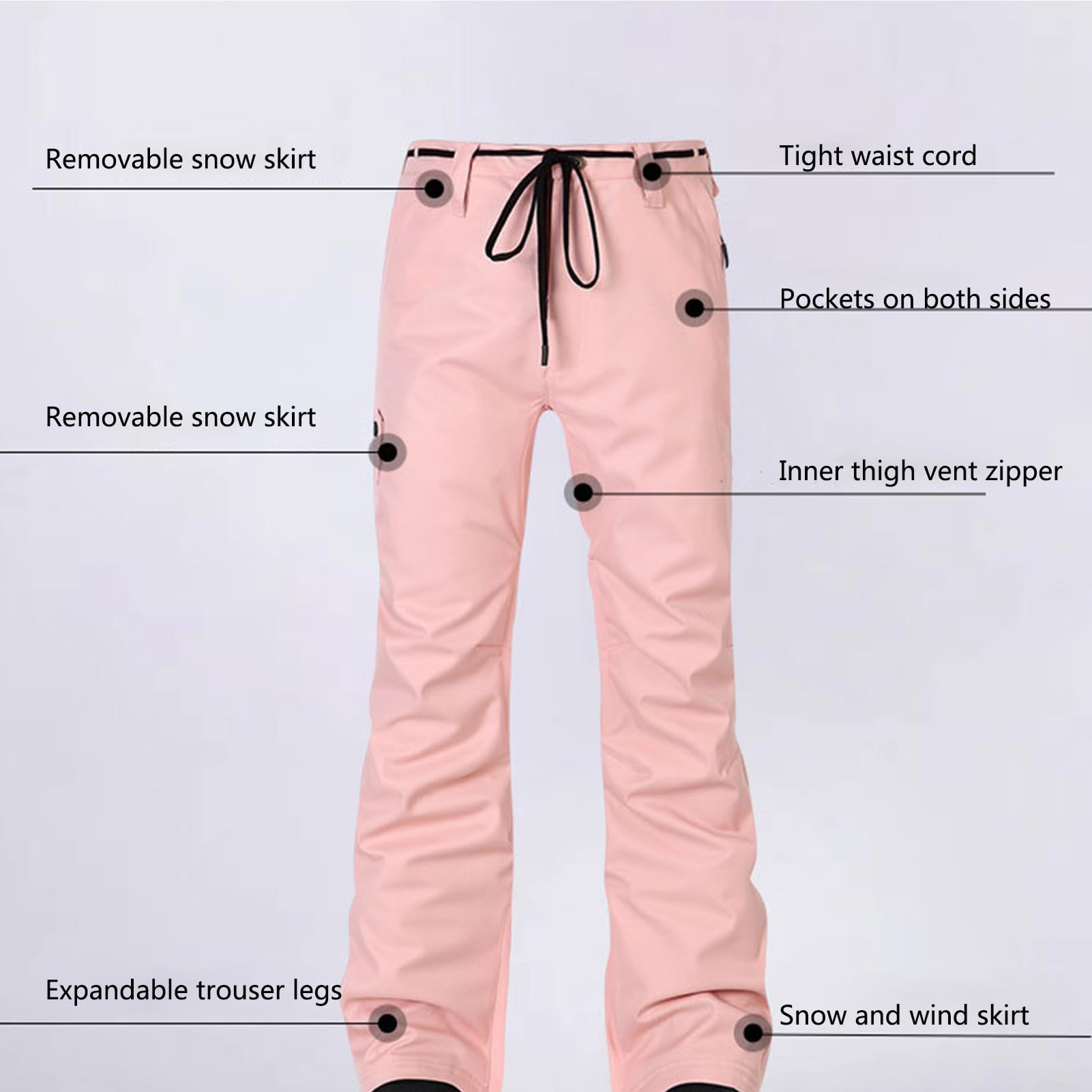 TDHLW Women's Snow Ski Pants Insulated Winter Outdoor Waterproof Windproof Snowboarding Pants Snow Sport Ski Pants,White,L