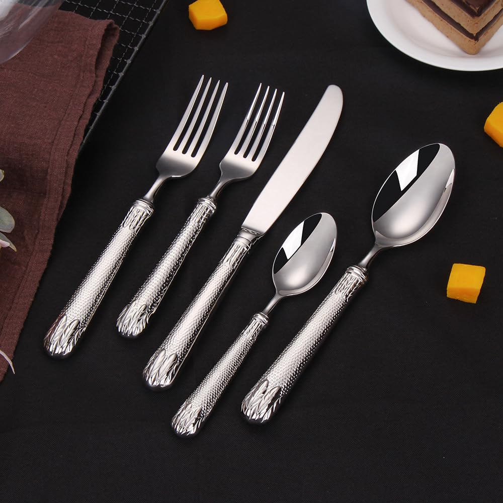 ONUIFIKE Silverware Set, 4/16/24 Piece Tableware 304 Stainless Steel Steak Knife, Fork And Spoon, Home Creative High-end Dessert Fork And Spoon, Home Cutlery Flatware Set(16 Pieces for 4)