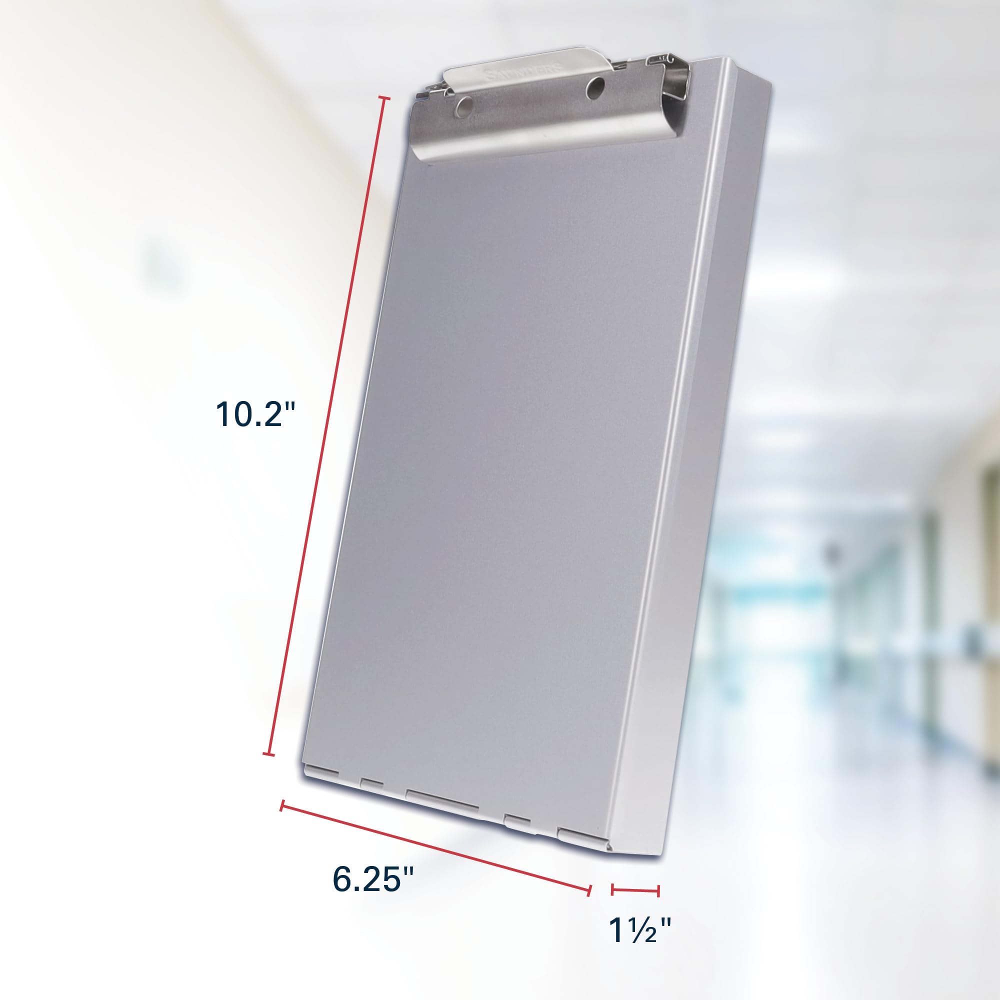 Saunders Porte-bloc en métal avec rangement, porte-bloc d'allaitement à une seule couche, organiseur de papier, clip en acier avec loquet autobloquant, support de formulaire pour bureau, école et