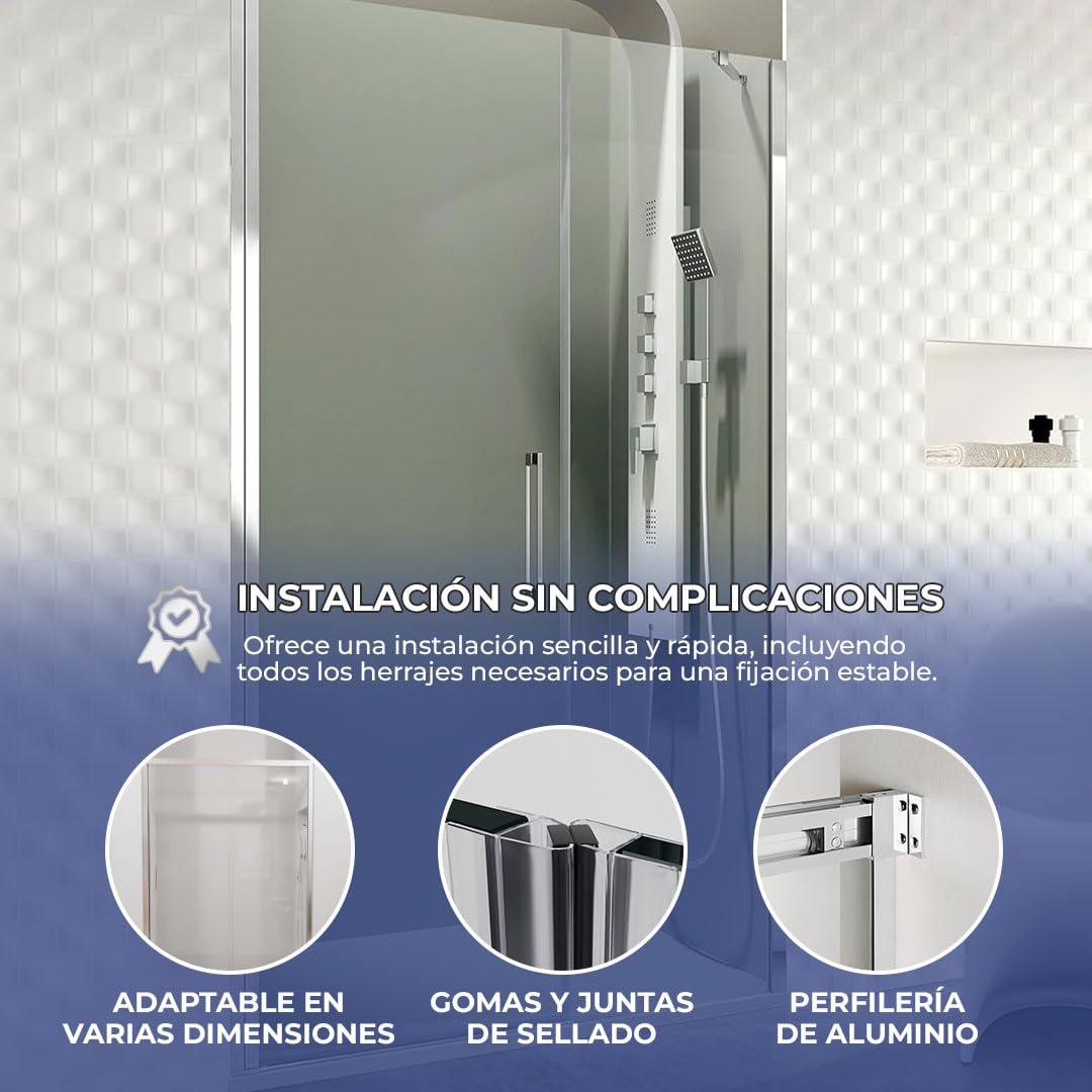 Mampara de ducha, fijos y abatibles combinables OPEN COMBI E | Cristales templados antical de 6 mm | Altura 195 cm | Perfilería aluminio (20+50/68,6-72,6 cm)