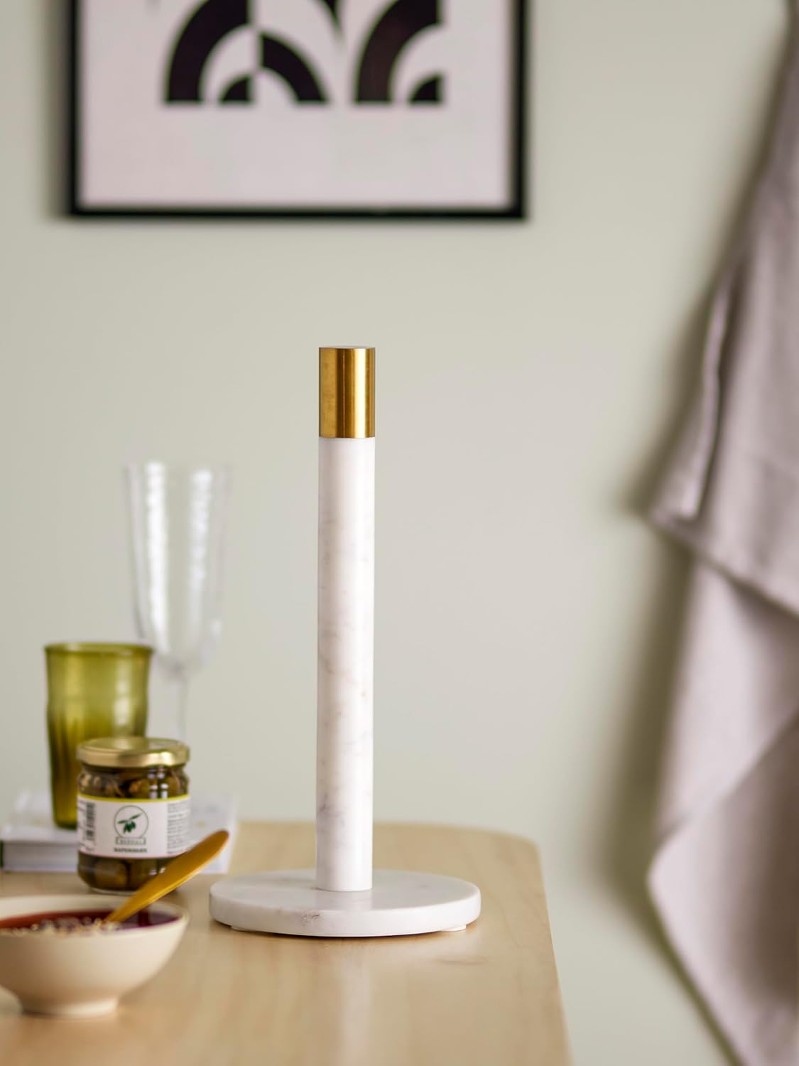 Bloomingville Marble Kitchen Paper Holder White Color