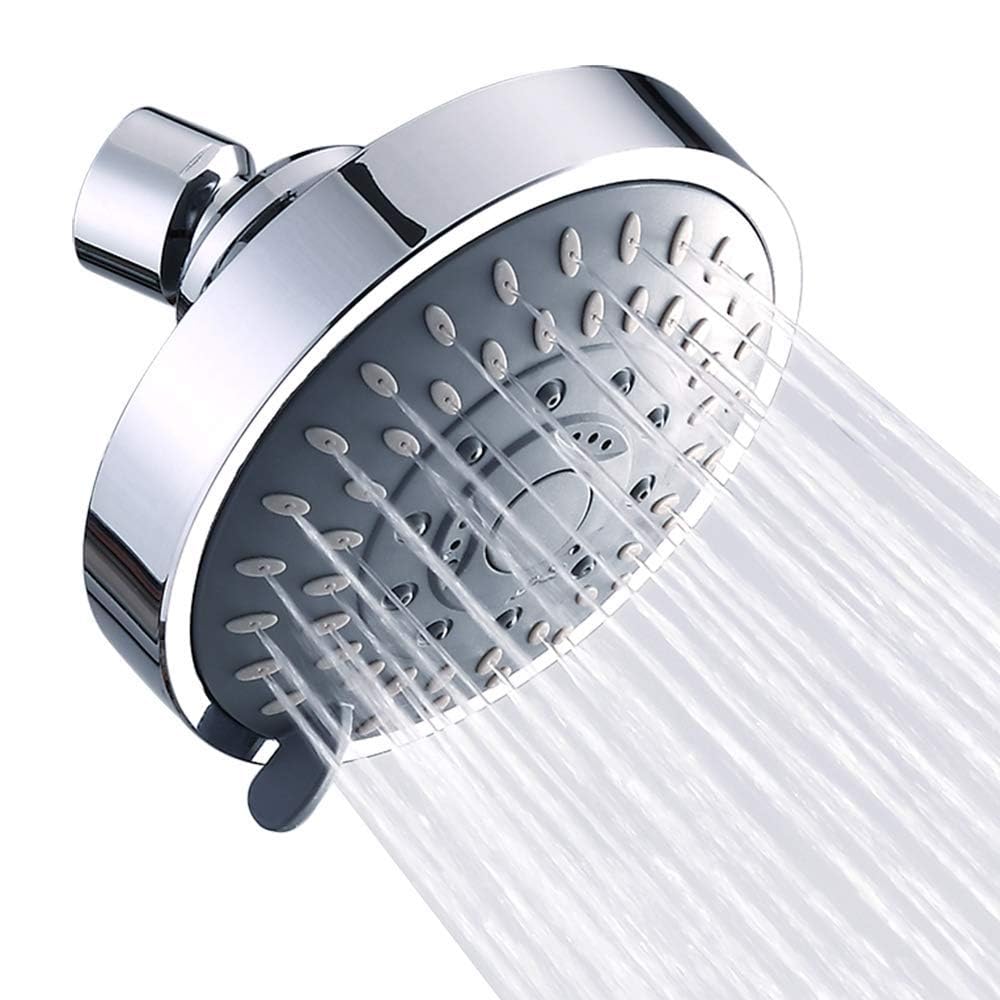– Azonee Shower Head High Pressure Rain Fixed Showerhead 5-Setting with Adjustable Metal Swivel Ball Joint - Relaxed Shower Experience Even at Low Water Flow & Pressure