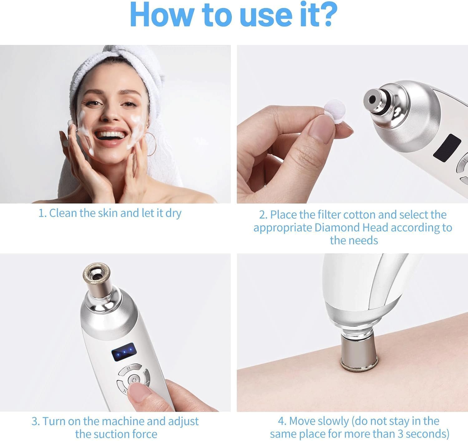 Appareil De Microdermabrasion Diamant Professionnel | Appareil Portable à Cristaux Pour Le Soin Du Visage, Kit D'élimination Des Points Noirs