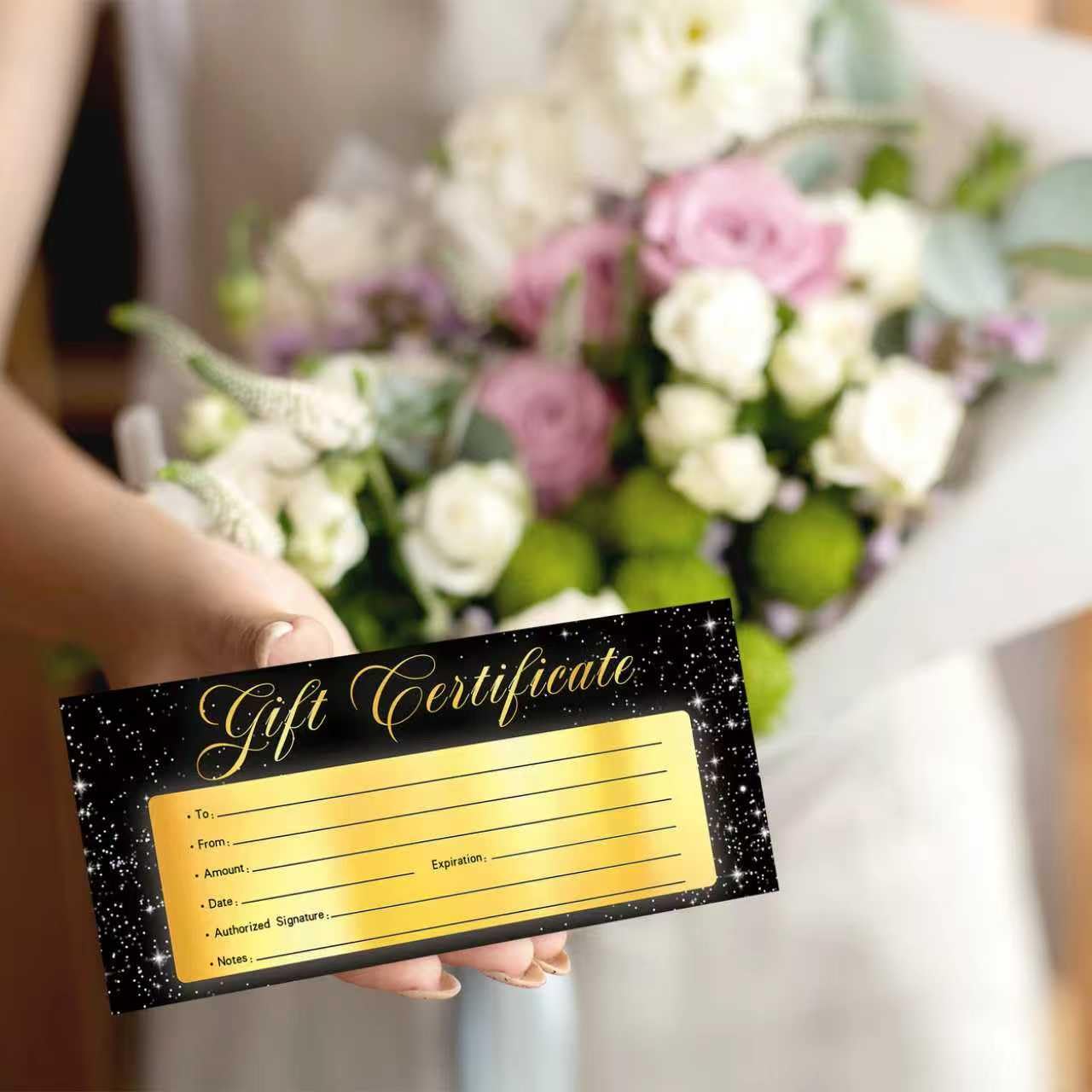 Blanko-Geschenkgutschein für Geschäft, 25 schwarzgoldene Geschenkgutscheinkarten für Spa, Restaurants, Salon, individuelle Kundengutscheine für Geburtstag, zum Ausfüllen von Blanko-Arbeiten