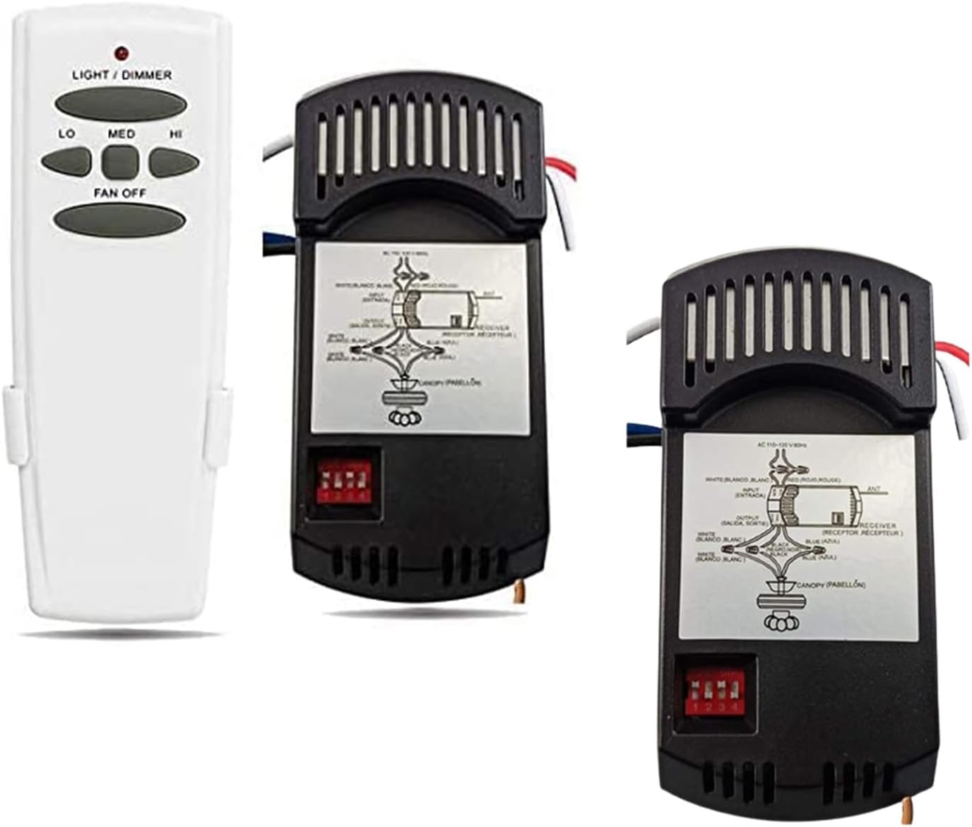 Universal Ceiling Fan Remote and 2 Receivers Kit, Replacement of Hunter