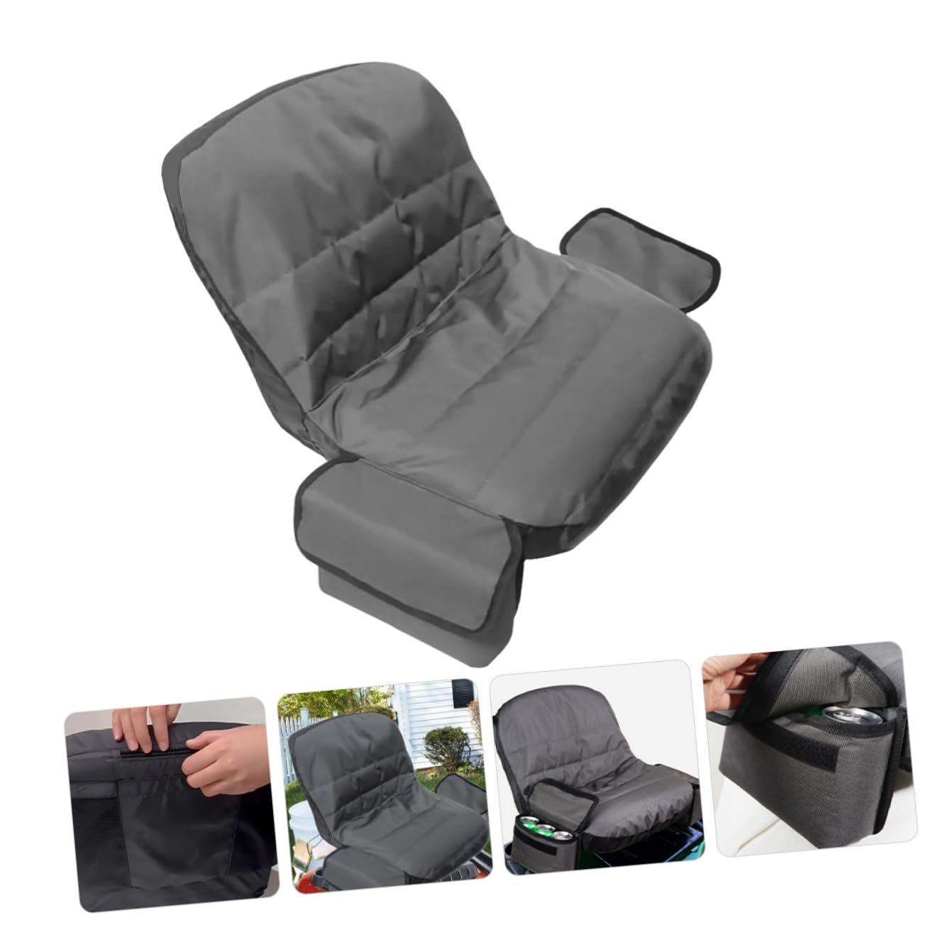 Funda para Asiento de Tractor con Bolsa de Almacenamiento Cubierta Protectora para Cortacésped y Tractor sin Brazos Resistente al Sol y Fácil de Instalar