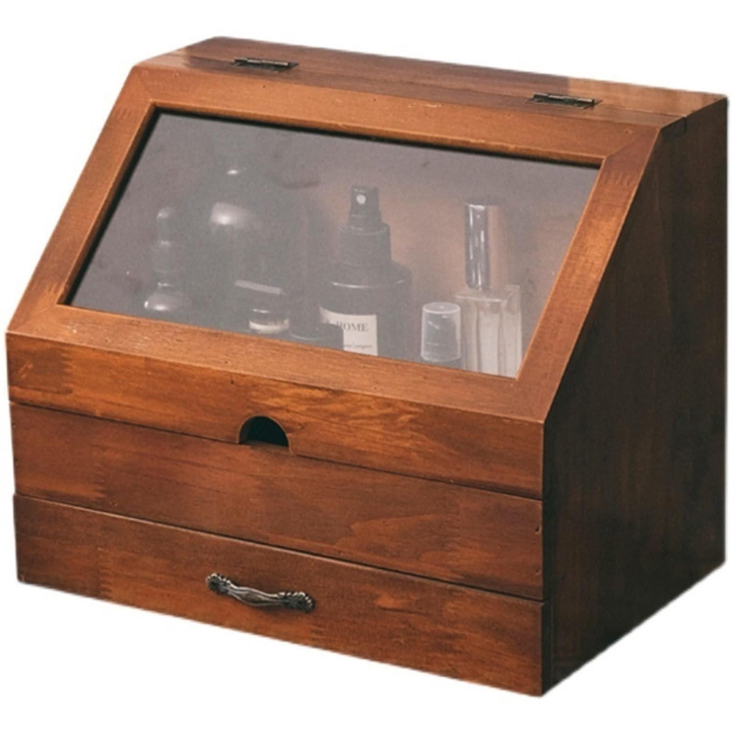CunTo Organizer da scrivania for Trucco con cassetti, cassetto portaoggetti in Legno, armadietto for la Polvere dei profumi in Stile Vintage, vetrina for Cosmetici