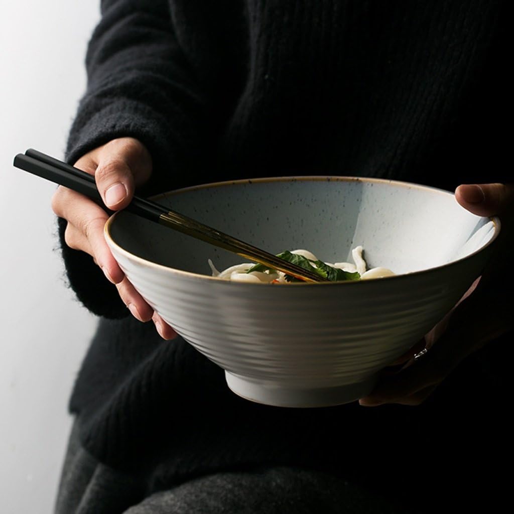 Blumen Pinellia Retro Ceramic Bowl Creative Ramen Soup Bowl 7 Inch Fruit Salad Bowl Large Capacity Ramen Bowlโฆ