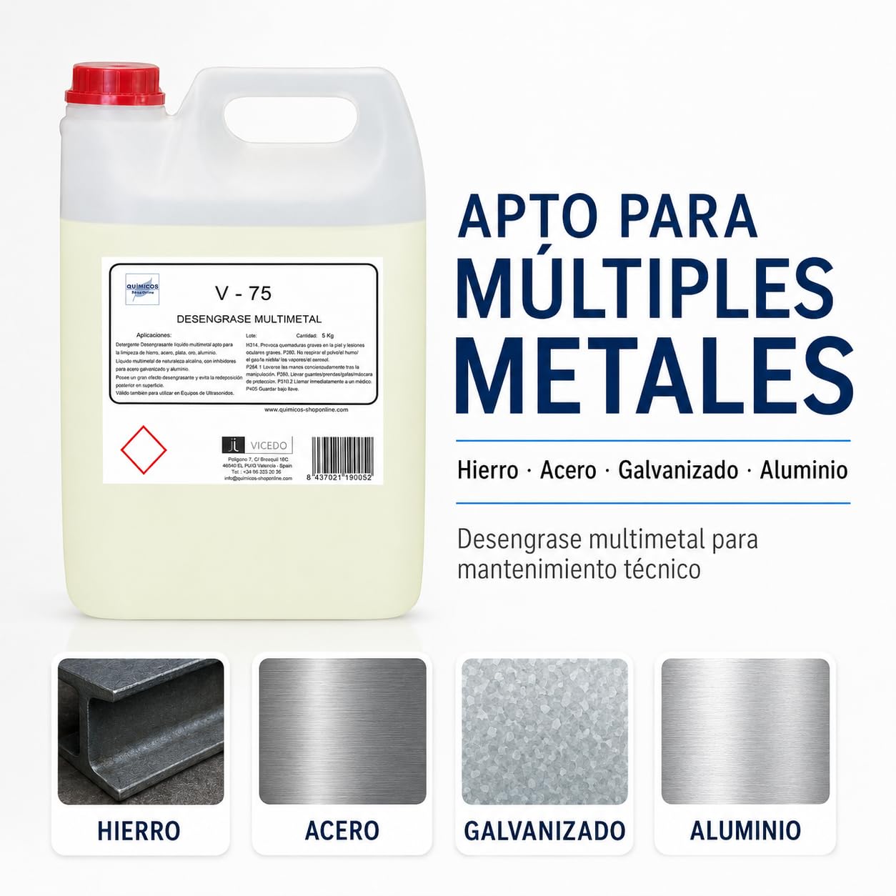 V-75 (20K) Líquido Desengrasante Multimetal para Ultrasonidos, 20L | Catalizadores, Filtros Partículas, Piezas Motor