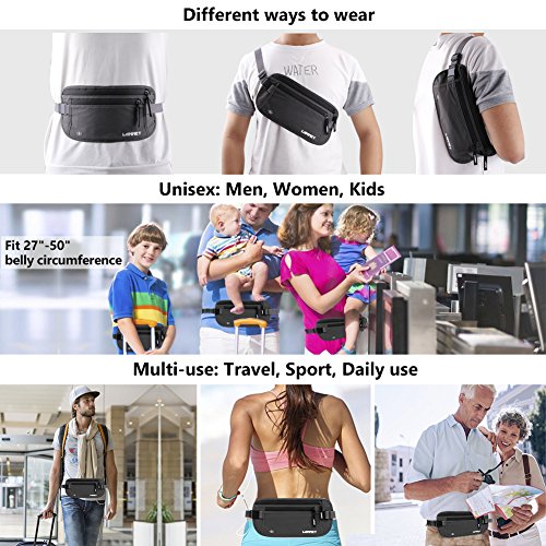 Travel Money Belt For Men Women, Waist Wallet Stash Bag Rfid Blocking Secure Passport Holder Hidden Under Clothes Waist Pack, Safe And Comfortable, Grey #TOP5