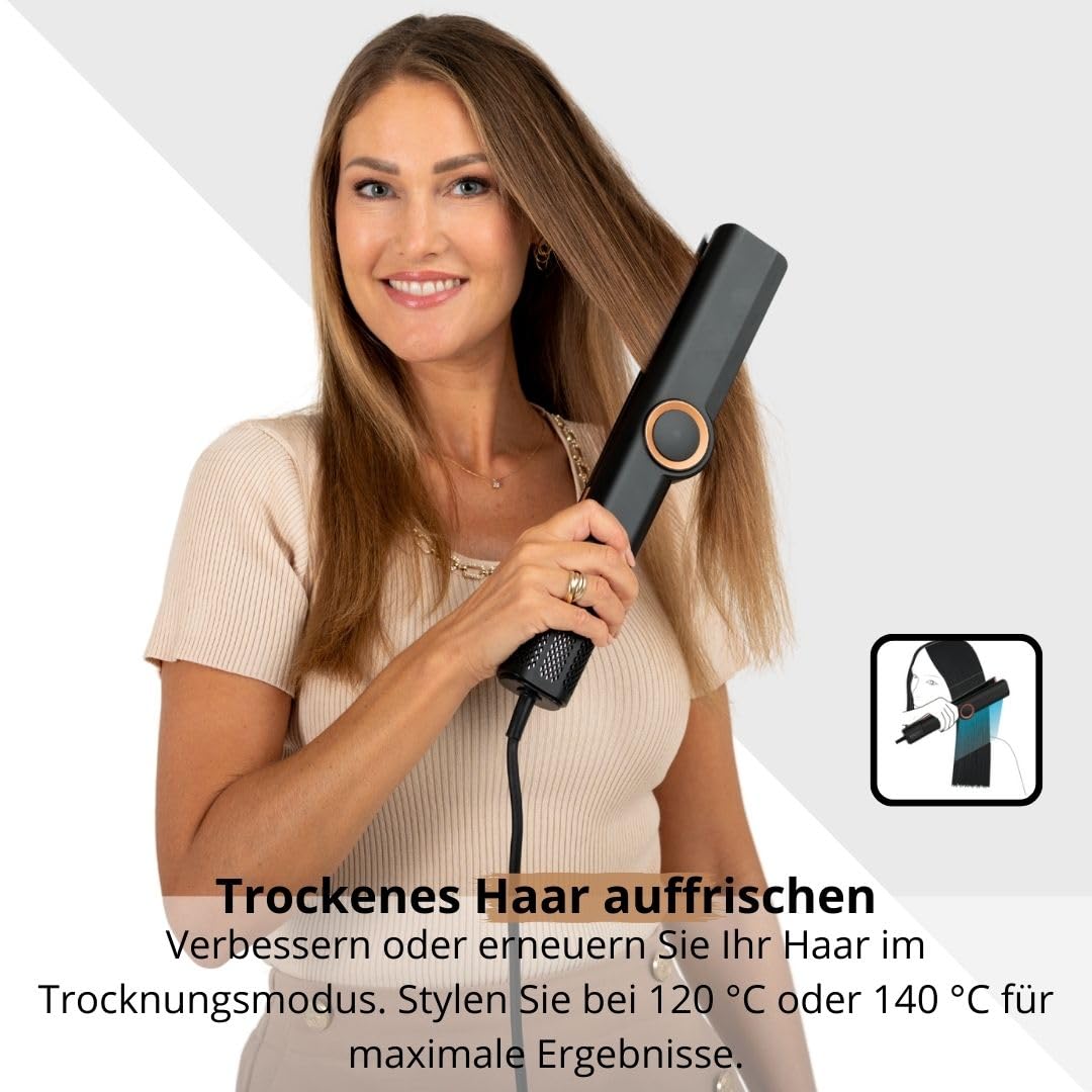 Leto Hairstrait 2-in-1 Haarglätter & Föhn – Luftstyling, Ohne Hitzeschäden, Frizz-Kontrolle, Nass zu Trocken