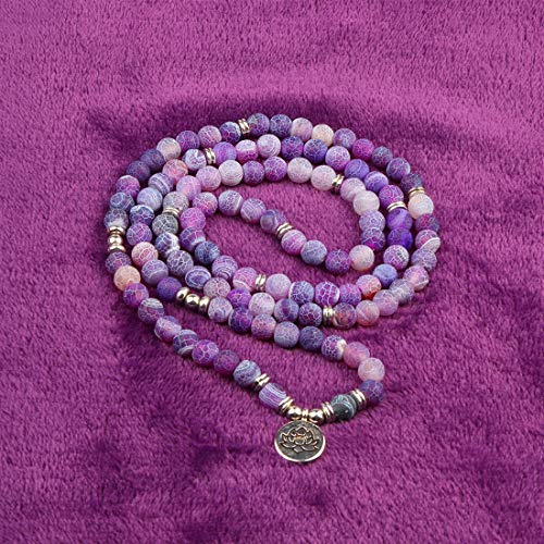 Gvusmil 8Mm 108 Mala Beads Wrap Bracelet Necklace For Yoga Charm Bracelet Natural Gemstone Jewelry For Women Men (Purple Weathered Stone) #TOP3