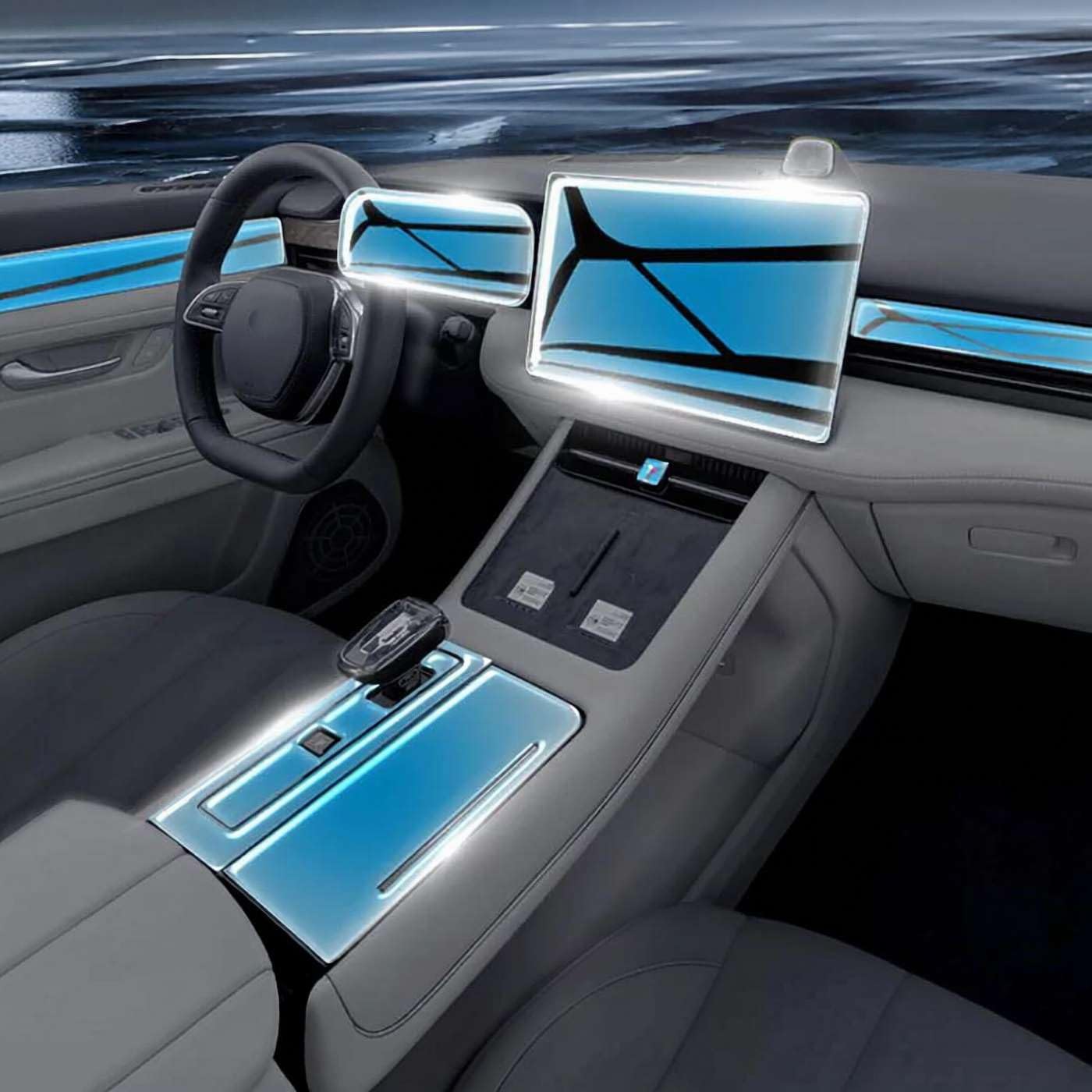 Car Interior Center Console Media Dashboard Navigation TPU Protector Film, for SERES AITO M7 2024 2025 Anti-Scratch Sticker