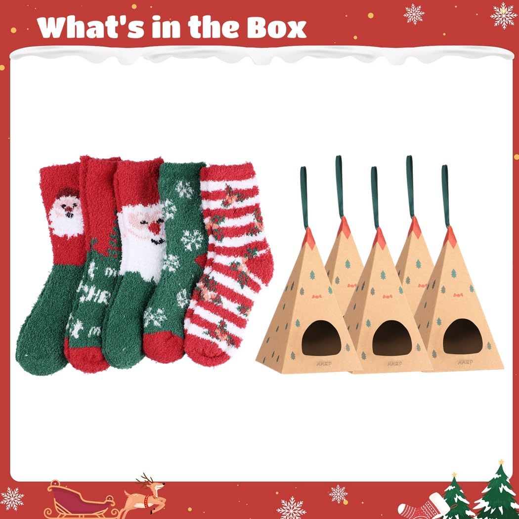 10 paia di calzini natalizi, caldi disegni invernali, motivi Babbo Natale e albero, abbigliamento festivo colorato, regalo di Natale perfetto, 5 paia, Multicolore, Etichettalia unica