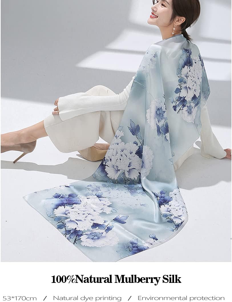 MEISEE 100% Mulberry Silk Long Scarf for Women Large Oblong Sunscreen Shawls Wraps Neck Headscarf Hair Wraps Gift Packed - Image 5