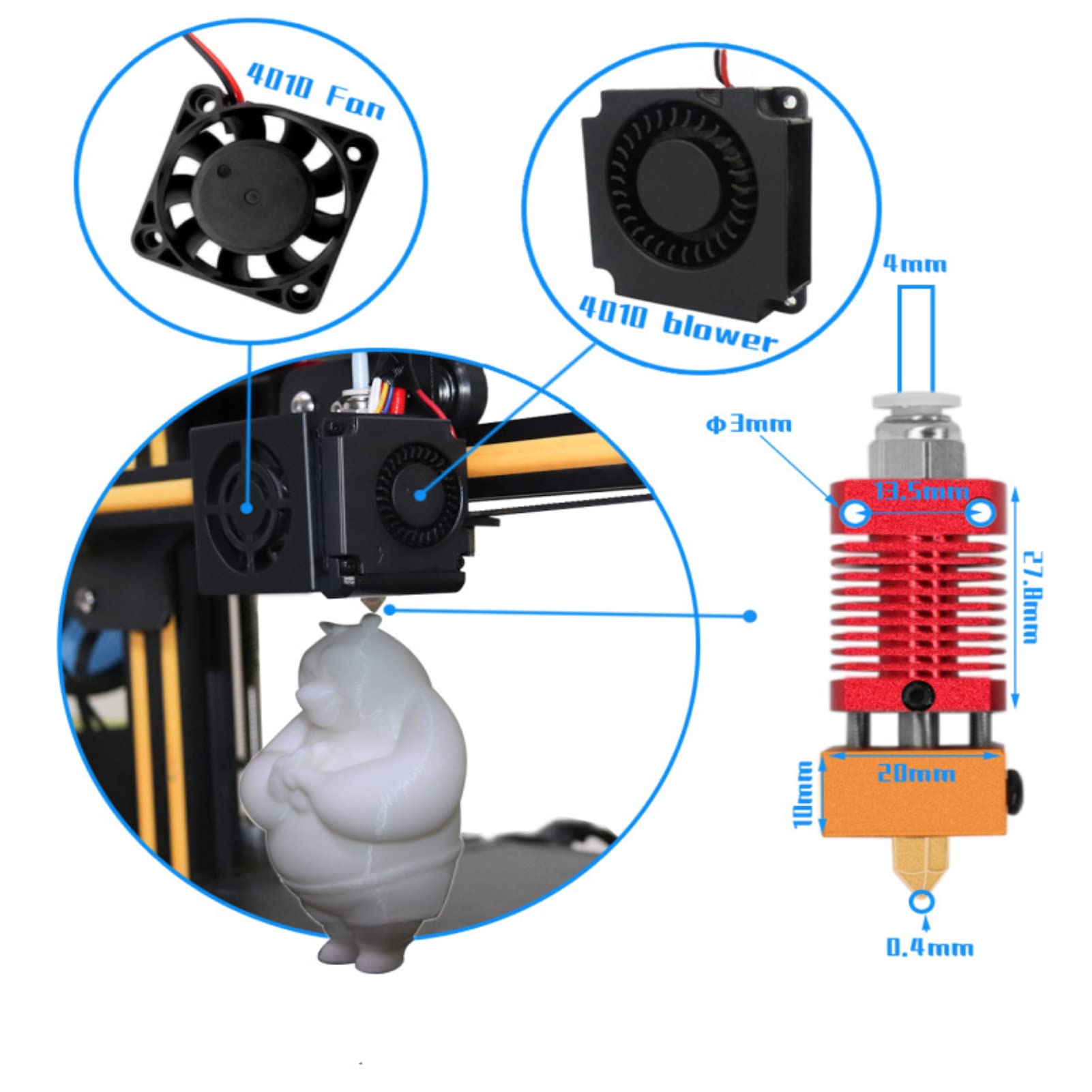 Kit estrusore, parti di ricambio per stampante 3D CR-10, kit ugello spray, con blocco riscaldante in alluminio, hotend J-head, per stampanti 3D cr10/10s/s4/s5