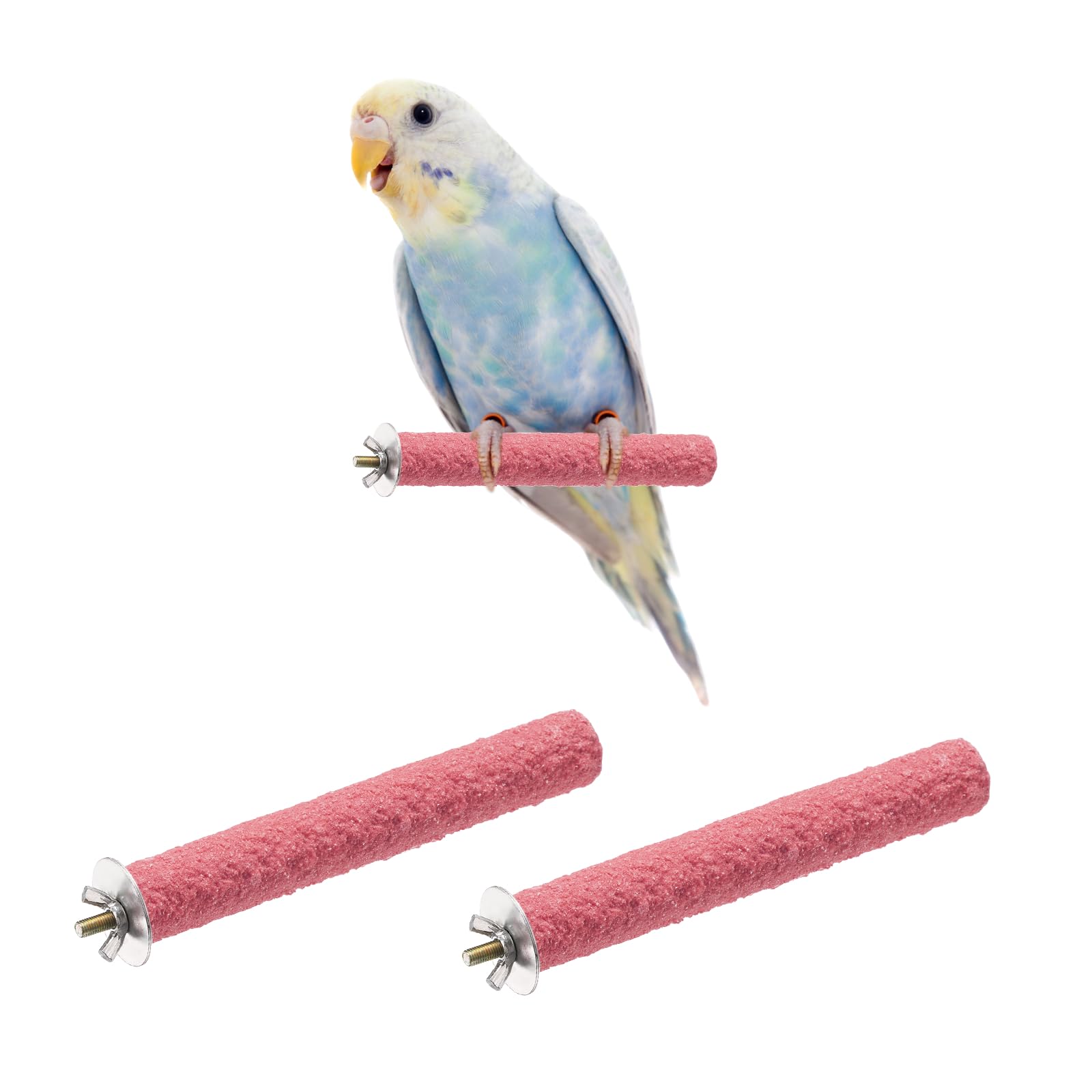 sourcing map Bird Perch Stand, Colorful Parrot Perch Paw Grinding Stick, Wood Rough-surfaced Perches 15 x 2 Cm, (Pink, 2 Pcs), Intended for Home/Animal Parks/Pet Stores