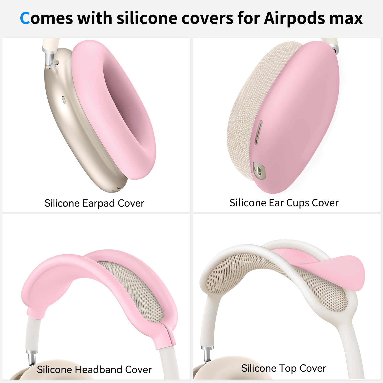 Custodia rigida per cuffie AirPods Max, supporta la modalità sleep, custodia da viaggio con AirPods Max in silicone per auricolari/copriauricolari/fascia per auricolari, custodia protettiva portatile
