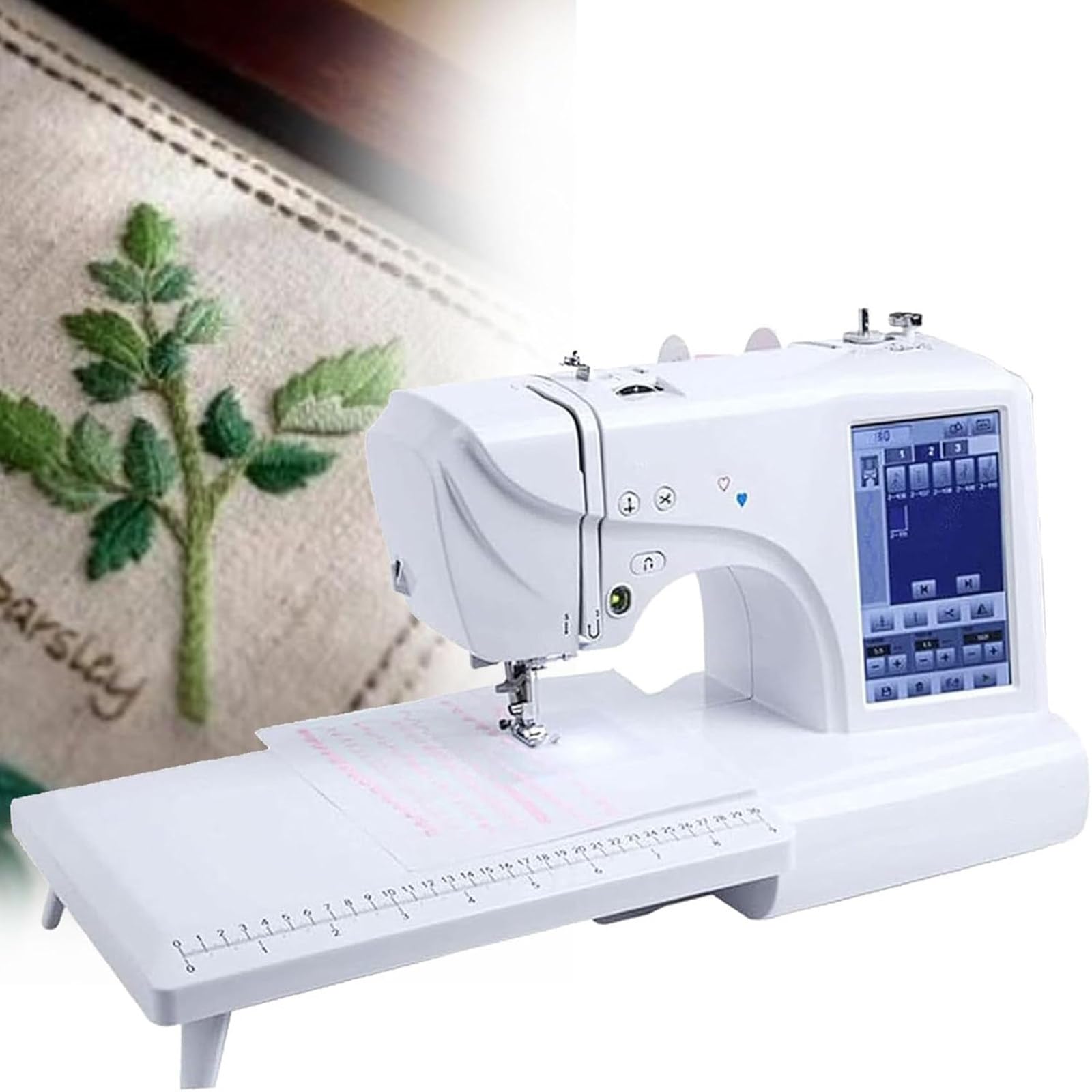 Machine À Broder Électrique,Machine À Coudre Automatique avec Grand Écran Tactile LCD,Outil Broderie DIY,210 Lettres Intégrées Et 30 Bordures De Motifs,Couture Simplifiée